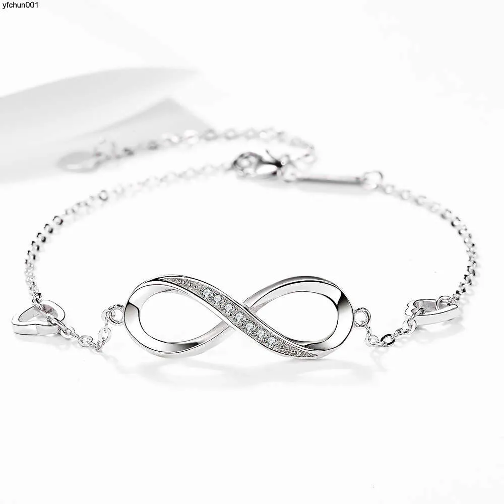 Pulseira de estilo de prata esterlina 925 para mulheres com braceletes de símbolos ilimitados versátil presente