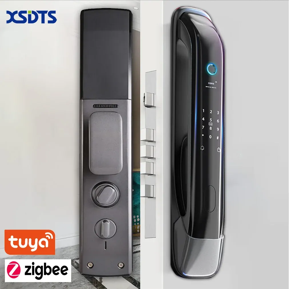 Lock Tuya Zigbee Electronic Smart Door Lock Biometric Fingerprint Card Password Key Unlock USB Emergency Charge Digital Locks