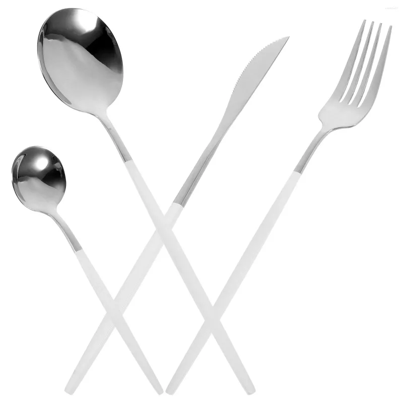 Учетные наборы наборов наборы наборы портативная столовая столовая стейк -вилка Spoon Set Forks Spoons из нержавеющей стали.