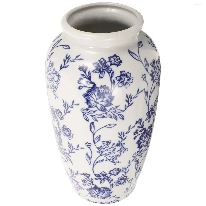 Vases Home Decor Blue Blanc Porcelaine Vase Céramique Decorative Pot Pot Arrangement de fleurs