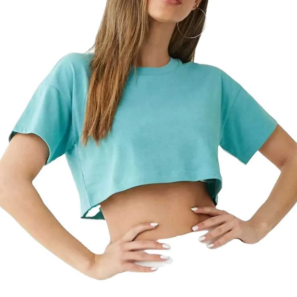 Moda elegante Mulheres simples Plain Crop Top casual Desgas