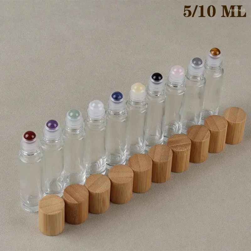 Lagerflaschen 5 ml 10 ml ätherisches Ölglas mit Jade -Rollenbällchen Parfüm Roll auf Fläschchen Fahren Sie Klarflasche