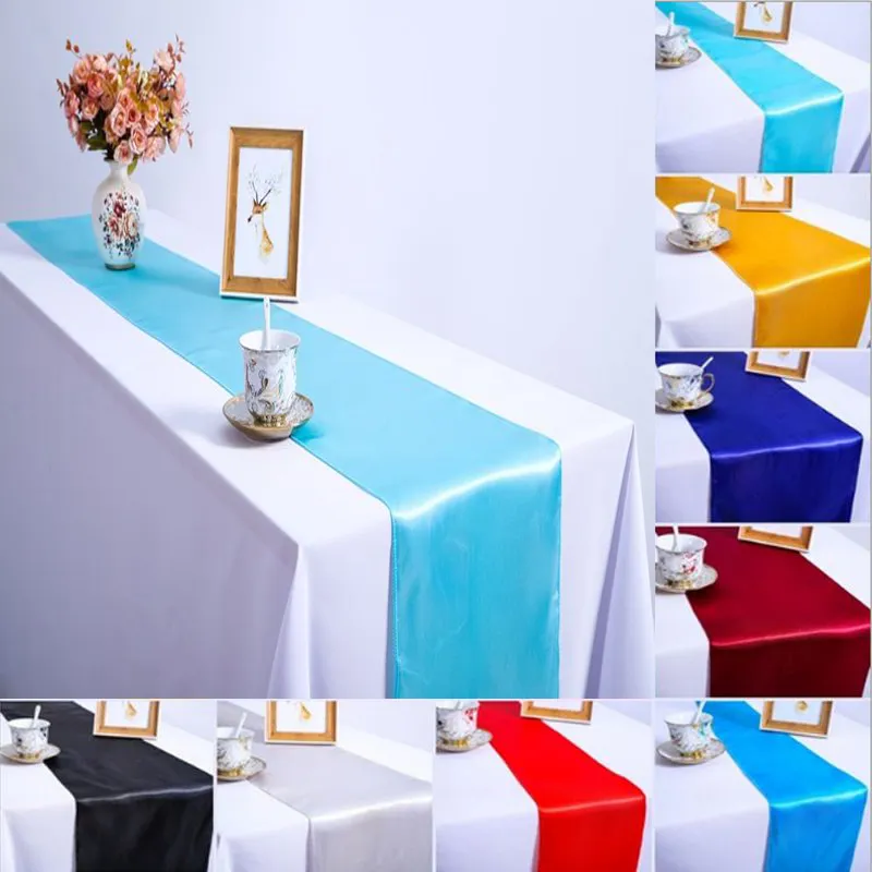 Satin Table Runner 2.75meters Wedding Party Supply Christmas Modern Dining Luxury Table Decoration 108inch