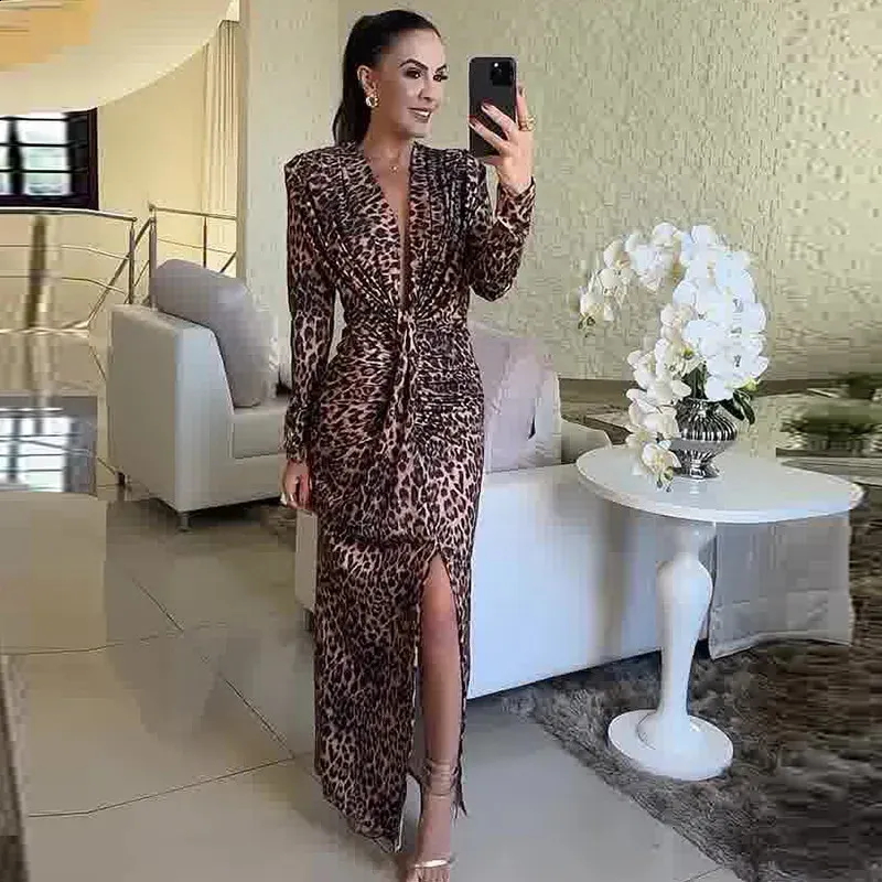 knee length dresses for ladies V-neck Loose Fit Leopard Half Sleeve Casual Women Midi Dress – Come4Buy  eShop main image 0
