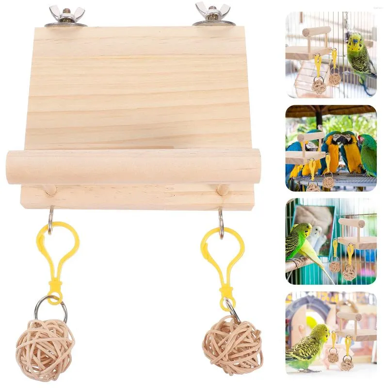 Other Bird Supplies Chewing Foraging Toys Colorful Paper Cage Pendant Parrot Platform Wooden Exercise