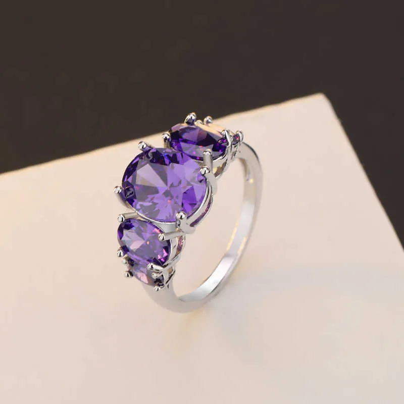 Platforma Zhenrong Amethyst Tourmaline Pierścień Ladys Ręka biżuteria