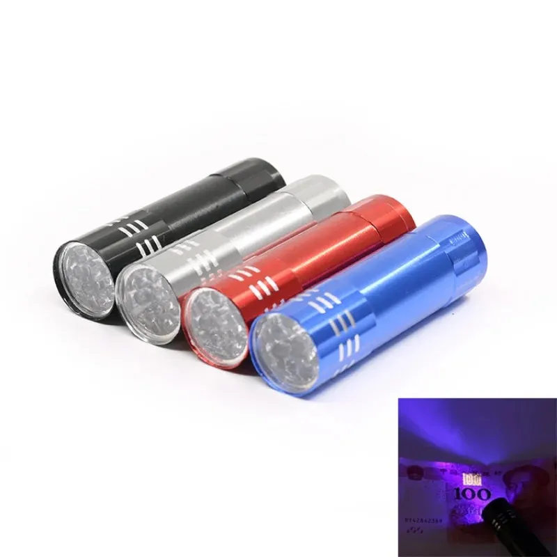 Lampada luminosa UV Mini 9 LED torcia a LED Gel UV Adesiva Coulitura Adesiva Light Light Holdhell Napple Essiccatore Flashlights Usfino unghie Rilevatore