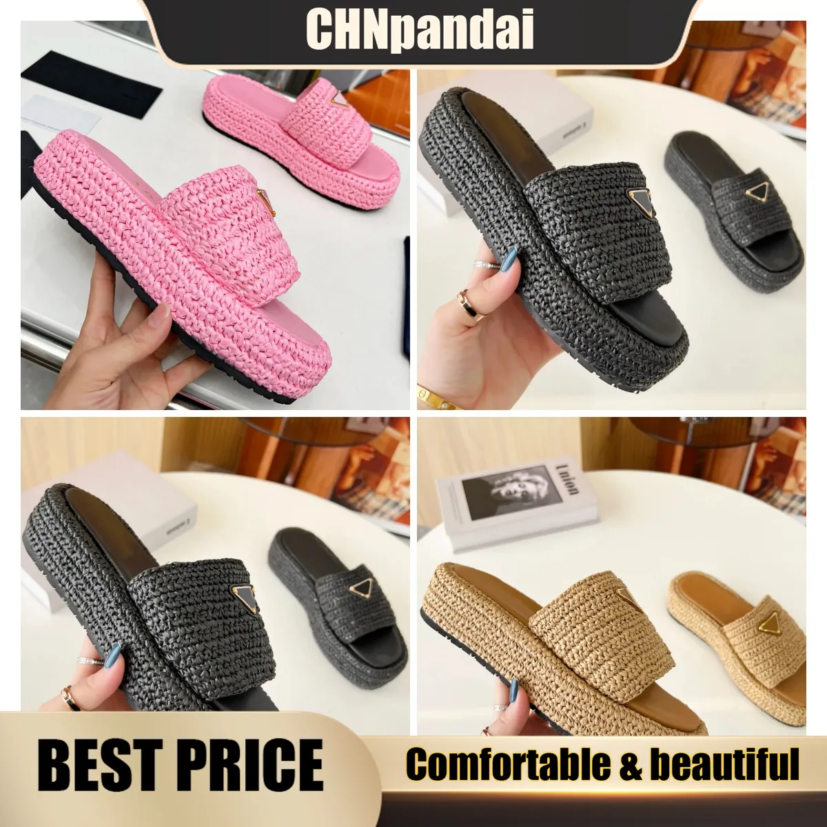 Nuovo pantofole Sandalo Luxury Lady Colorful Letter Slide Slide Sandals Slipping Womens Bottom Plus Dimes Beach Ladies Fashion Outdoor 2024 Weave 35-42