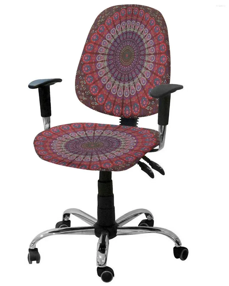 Крышка стулья Mandala Pattern Red Elastic Armchair Computer Cover Estace Съемная офисная крышка гостиная с разделением сиденья