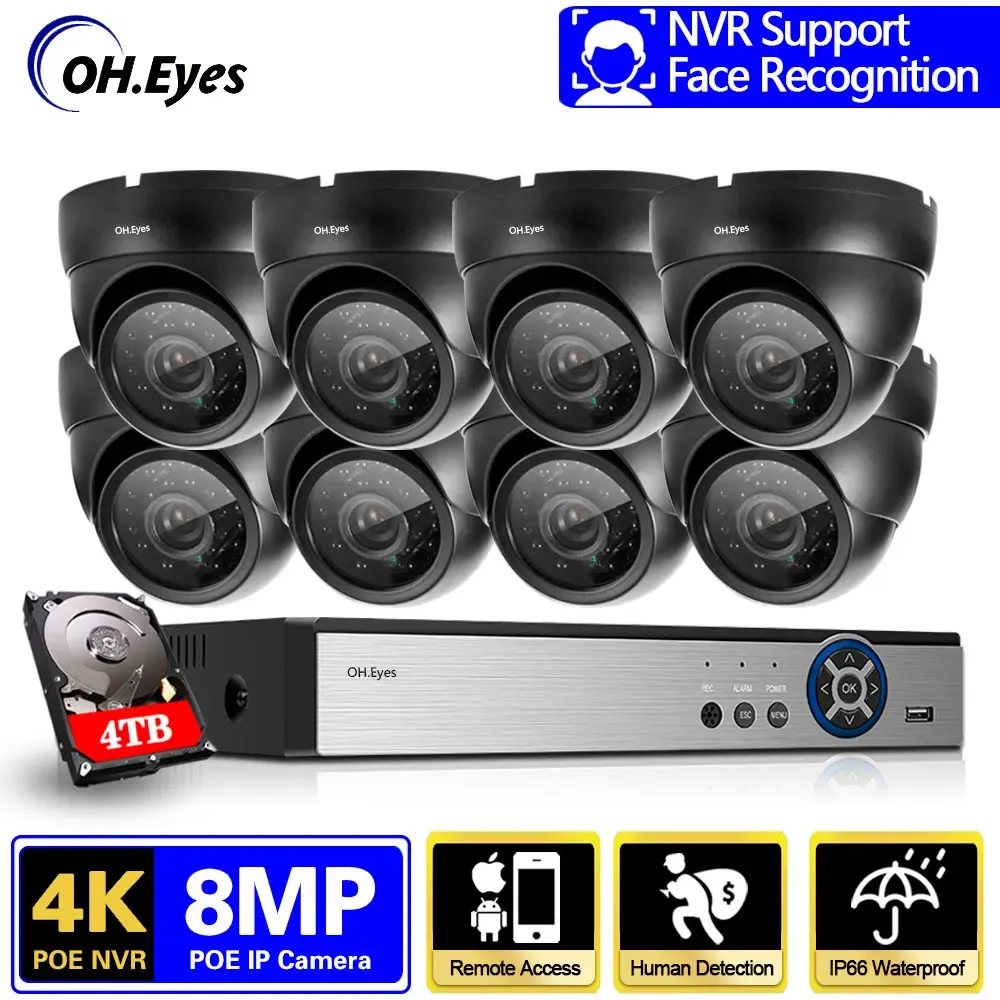 Sistem 4K POE CCTV Kamera Güvenlik Sistemi Kiti P2P XMEEE 8MP 8CH NVR Destek Yüz Algılama Sistemi IP Kamera Video Gözetleme Kiti