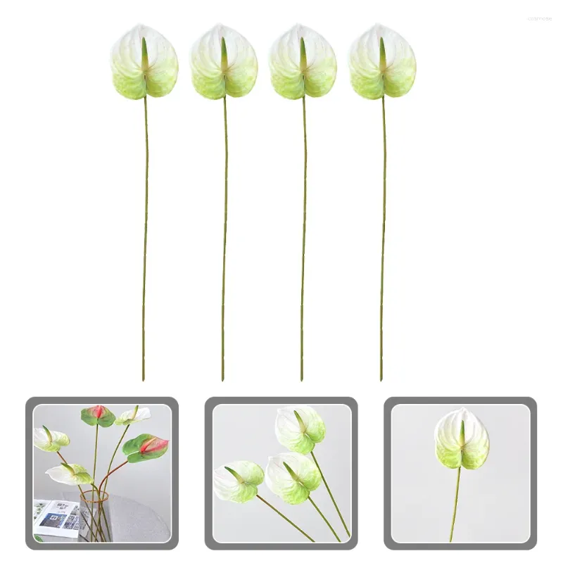 Dekorativa blommor 4 datorer Simulering Anthurium Andraeanum Lind Branch Fake Touch Injection Molding Hushållsarrangemangsdekor