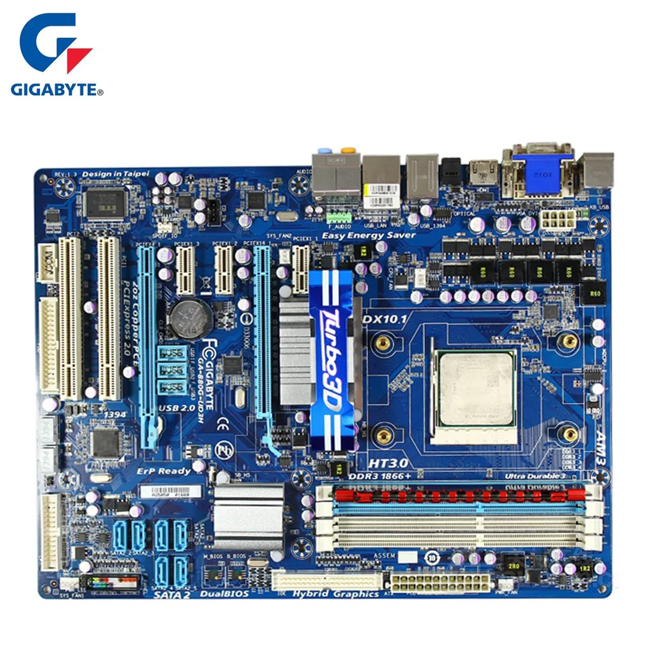 Moederborden gigabyte GA880GUD3H moederbord voor AMD 880G DDR3 USB2.0 16GB 880G UD3H Desktop Mainboard Systeembord Gebruikte geïntegreerde afbeeldingen