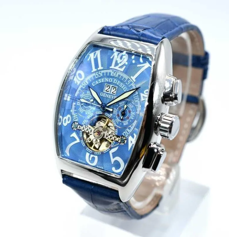 Wrist CASENO brand luxury leather band mechanical drop day date skeleton automatic men watches gifts8874049
