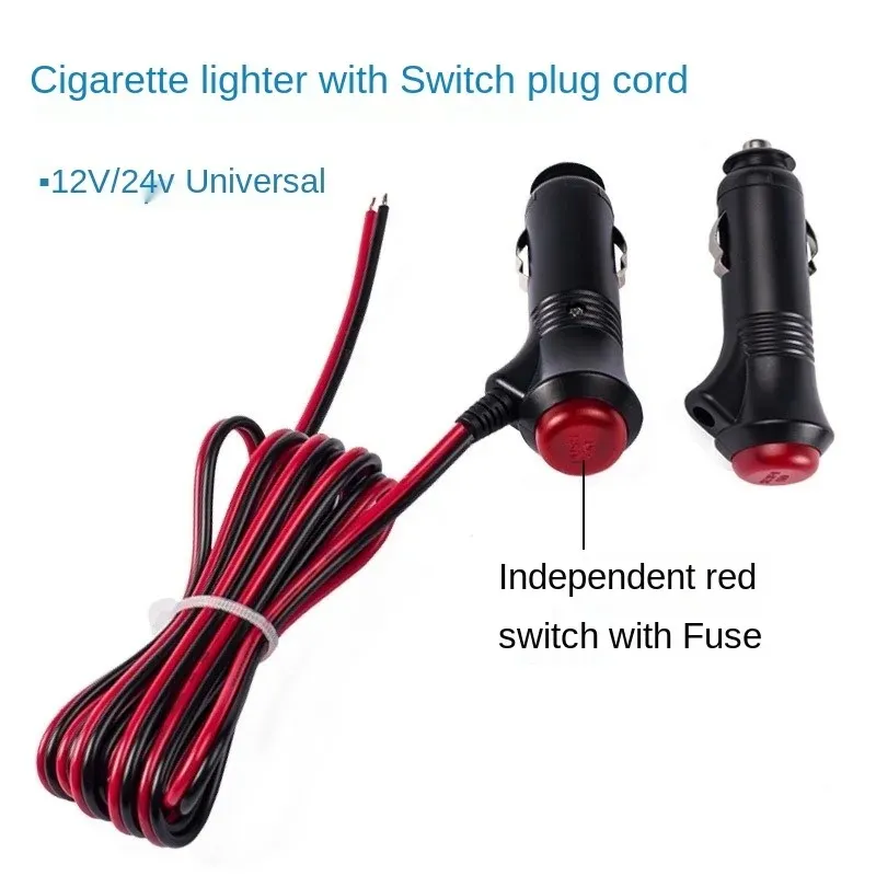 12 V 24 V Auto Motorrad Männlich Zigarette Leichter Sockelstecker Steckanschluss 1M/2M/3M Draht mit Schalter Ladekabel -Buchseckelauto