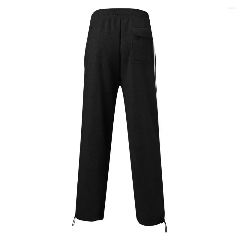 Calças masculinas Casual Liew Fit Stripe Sport com cintura de cordão para treinar a academ