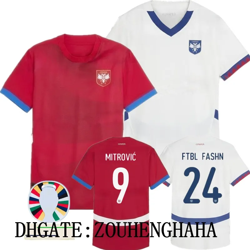 صربيا كرة القدم جيرسي 2024 كأس يورو Srbija المنتخب الوطني المنزل بعيدا Sergej Mitrovic 2010 Retro Football Dorts Kit Vlahovic Pavlovic Tadic Milenkovic Zivkovic