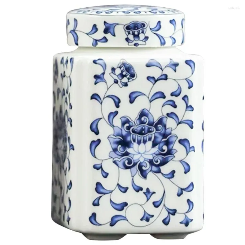 Mugs Spice Holder Ceramic Storage Jars Container Cerulean med lock Ceramics Canisters for Tea