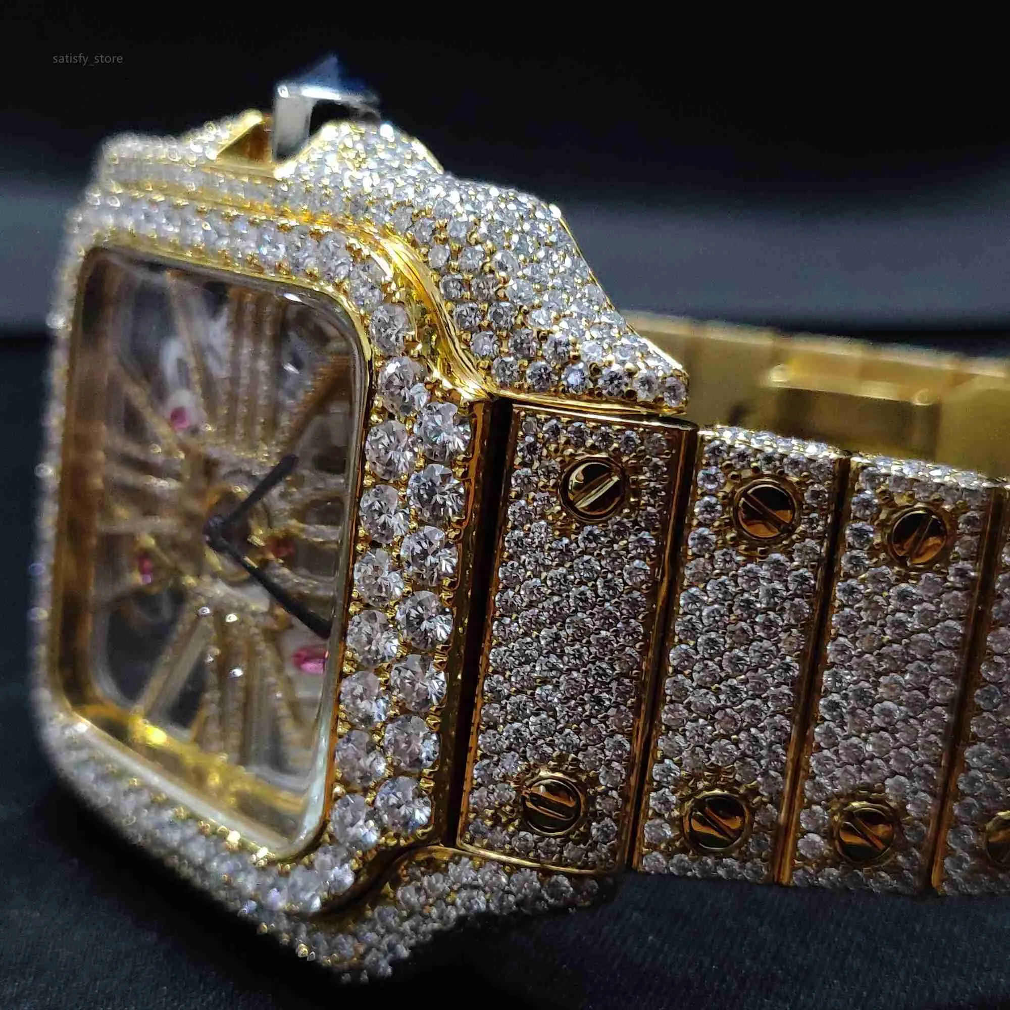 Iced Out Luxury Vvs Moissanite Diamond Watch Stainless Steel Luxury Diamond Watches For Men Women