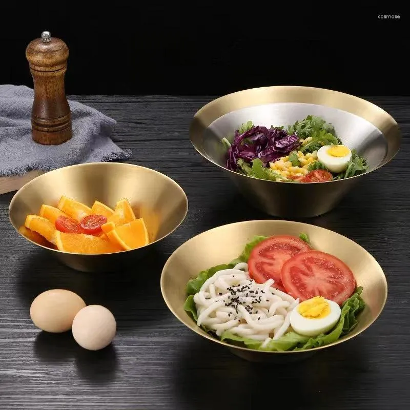 Ciotole oro oro zuppa di riso in acciaio inossidabile insalata di rame coreano stoviglie a strato singolo pentola