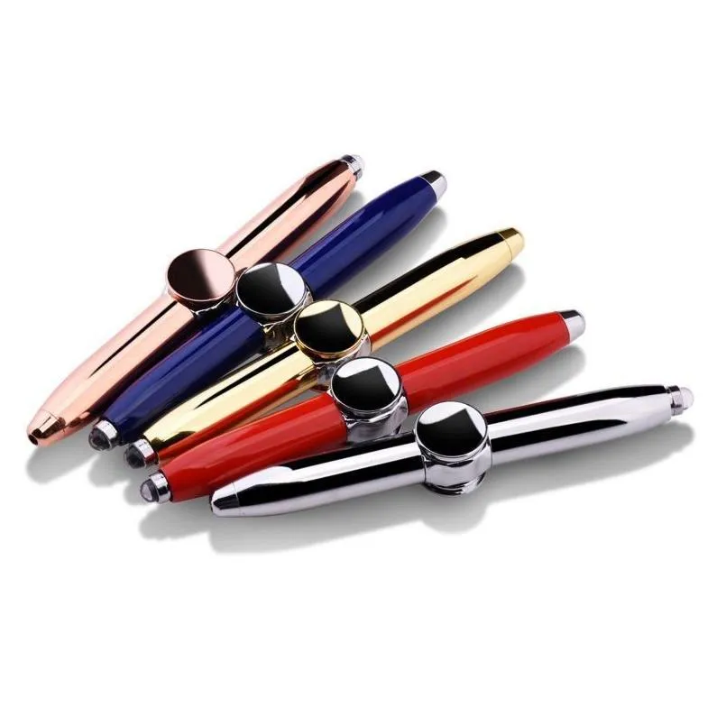 다중 기능 펜 도매 MTI LED 볼 펜 스피닝 회전 자이로 감압 장난감 선물 커스텀 로고 드롭 배달 사무소 S Dhogr