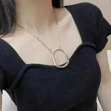 Designer Brand Tiffays Large Medium Lock Necklace U-shaped Couple Style Advanced Design Sense