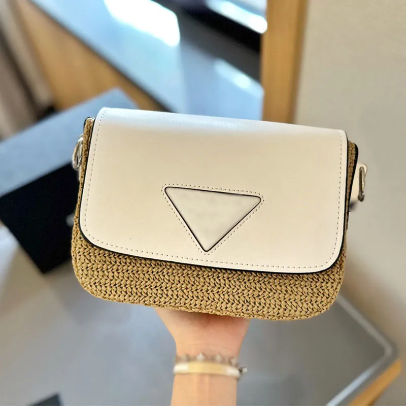 Modeontwerper gras geweven tas crossbody tas luxe dames echte lederen geweven tas postbode tas enkele schoudertas rafia strandtas zomer mini handtas