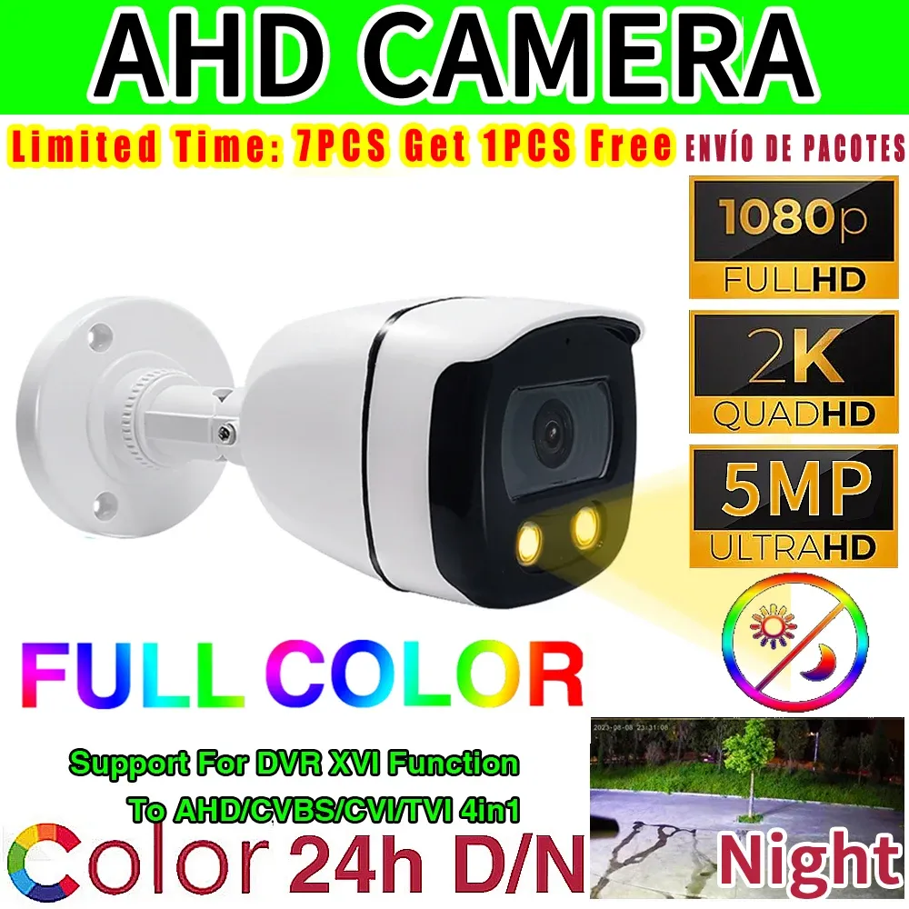 Cameras 4in1 5MP 24h Vision nocturne en pleine couleur CCTV CAMPLE AHD 1080P 4MP HD LUMINENT Digital 265 Éclairage de rue extérieur intérieur étanche