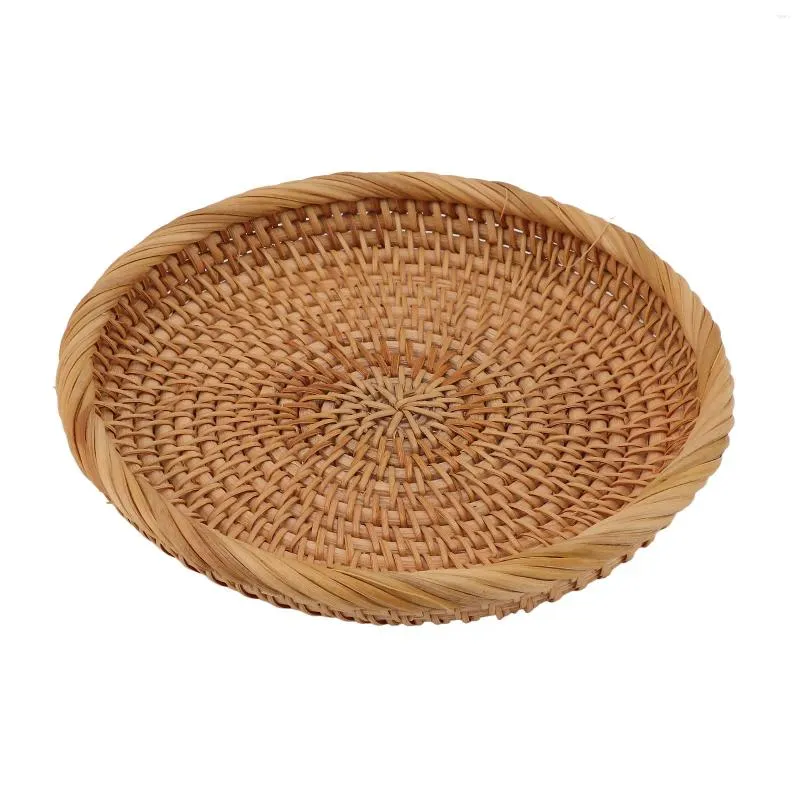 Plates Ratroundtan Rattan Fruit Tray Hand Woven Elegant Traditional Natural Serving For Kitchen Counter Table