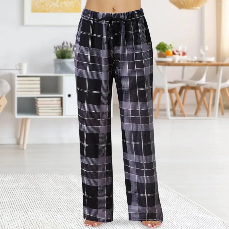 Women's Sleepwear Elegant Pants Woman Fashion Casual Plaid Splicing Elastic Business Home Personality Comfortable Women Work