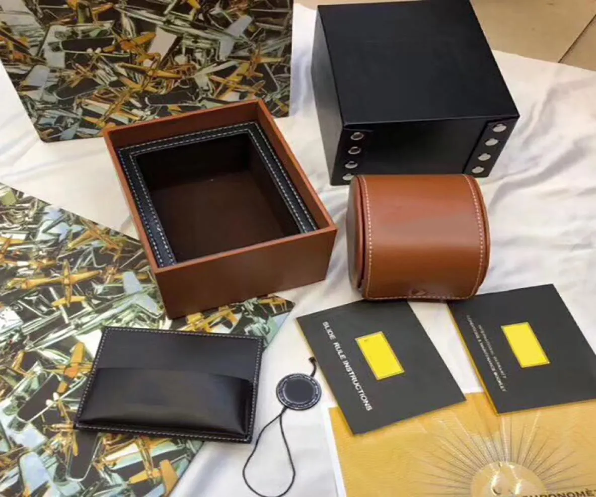 Casta regalo di colore marrone di alta qualità Leathe Box Box Bottose 1884 Brochures Brochures Box in legno nero per orologio include certificato nuovo 8854644