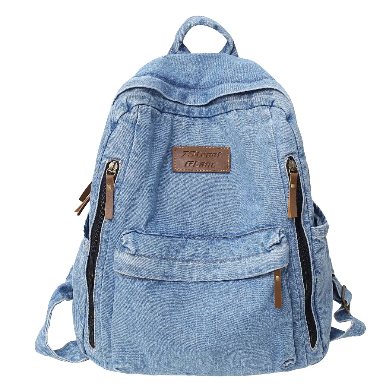 Denim Fashion Backpacks for School Trend Student Jeans Bag Multi Pockets Large Capacity Rucksack Mochila De Escola Feminina 2023 240329