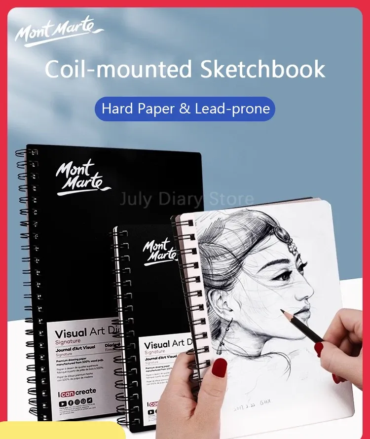 Noteerboeken Mont Marte Siral Coil Sketchbook A3/A4/A5 Dikke Paper 120 Bladen Blank Notebook -Dagboekartiesten Tekenen Graffiti 110G