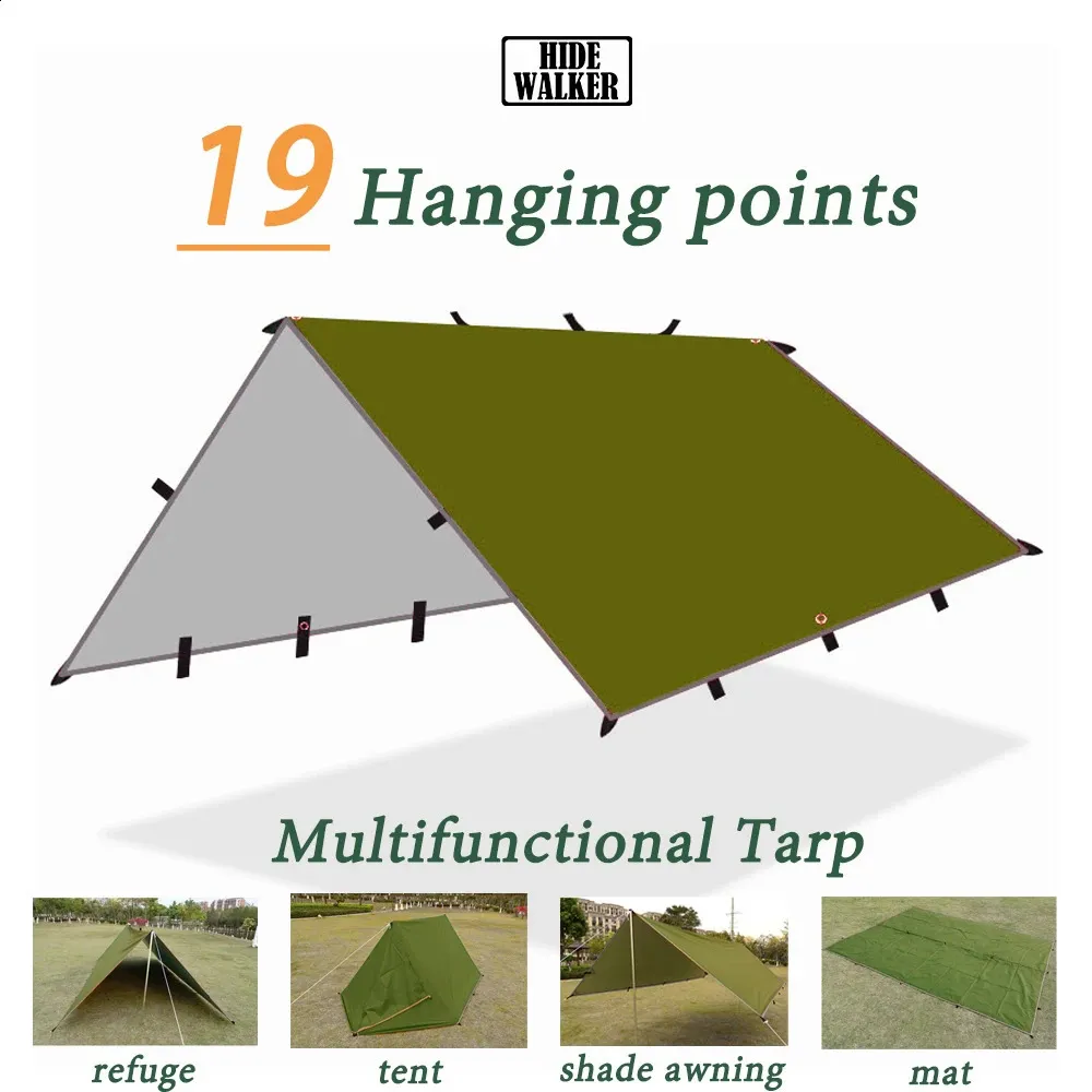 Terpa della tenda impermeabile 19 Punti Hang Tenda Sopravvissuto Campeggio per esterno Campioni tattici Shelter 4x4 3x4 3x3 Lightweight Sun Boundning 240327