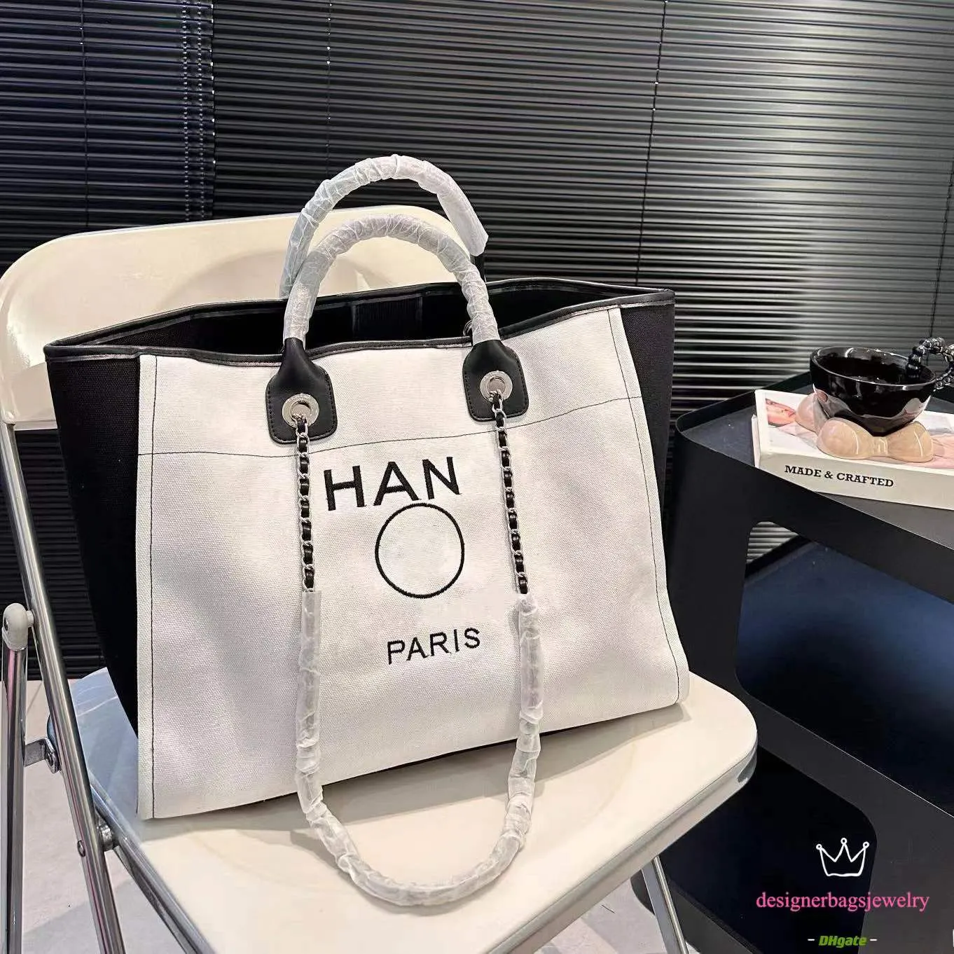 Designer Bag Tote Bag Luxury Handbags Chain Bags Beach Bag Luxury Women's Fashion Sticking Purse Classics Axel Stor kapacitet Canvas Shopping Väskor 38 cm