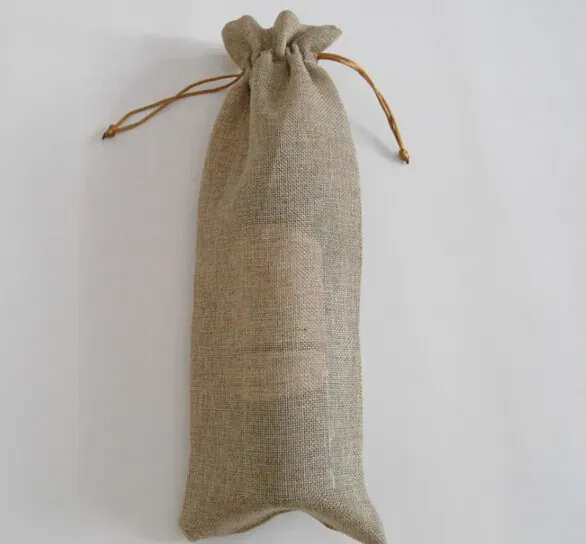 Jute Wine Bottle Bags 15cmx37cm champagne Bottle Covers Linen Gift Pouches Burlap Hessian Packaging Bag #EXJ67