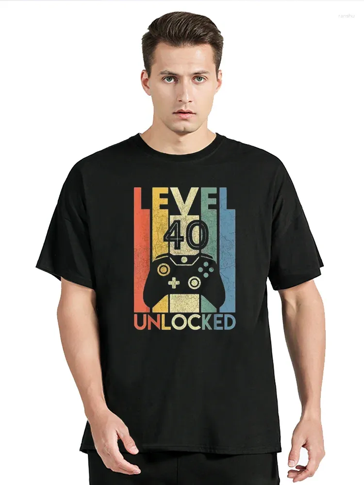 Мужские рубашки уровня 40 разблокированный забавный видео-геймер 40-й день рождения