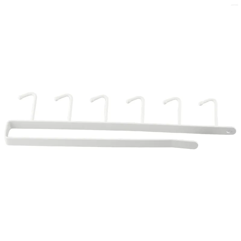 Keukenopslag Hanger Rack Traceless Under Cabinet Garderobe 6 Hook White Cup Organizer Easy Installation Hoge kwaliteit