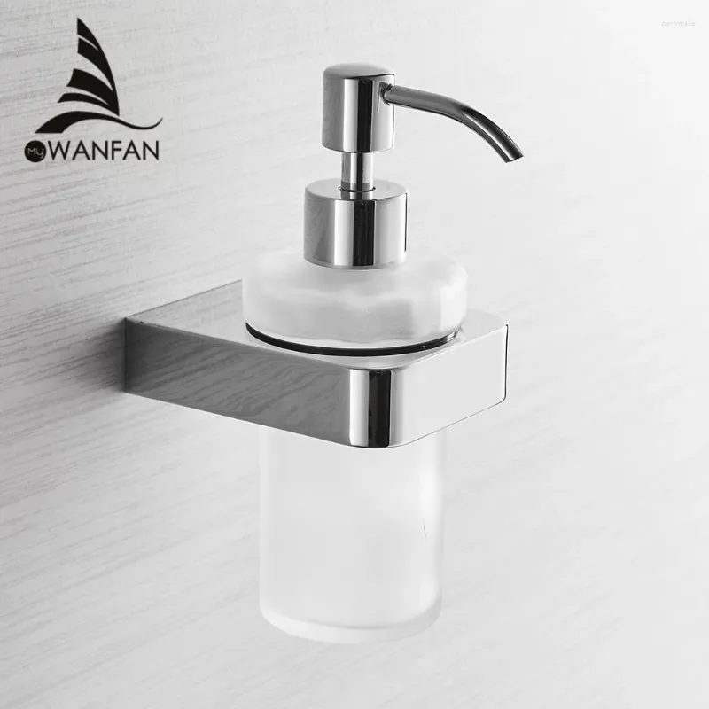 Liquid Soap Dispenser Dispensers Chrome Color Wall monterad med Frosted Glass Container Bottle Badrumsprodukter 5781