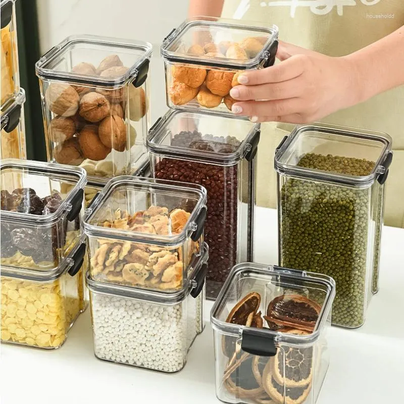 Storage Bottles Sealed Plastic Food Box Cereal Candy Dried Jars With Lid Fridge StorageTank Containers Kitchen Classified Organizer