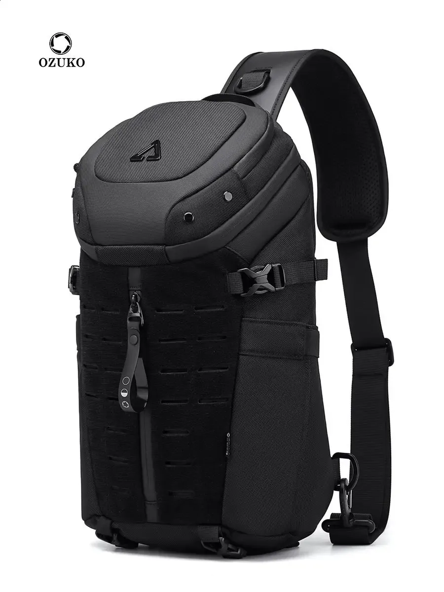 Ozuko Chest Bag für Männer wasserdichte USB-Mann Crossbody Body Anti-Diebstahl Kurzreise Messenger Sling Mode Designer Chest-Tasche 240403