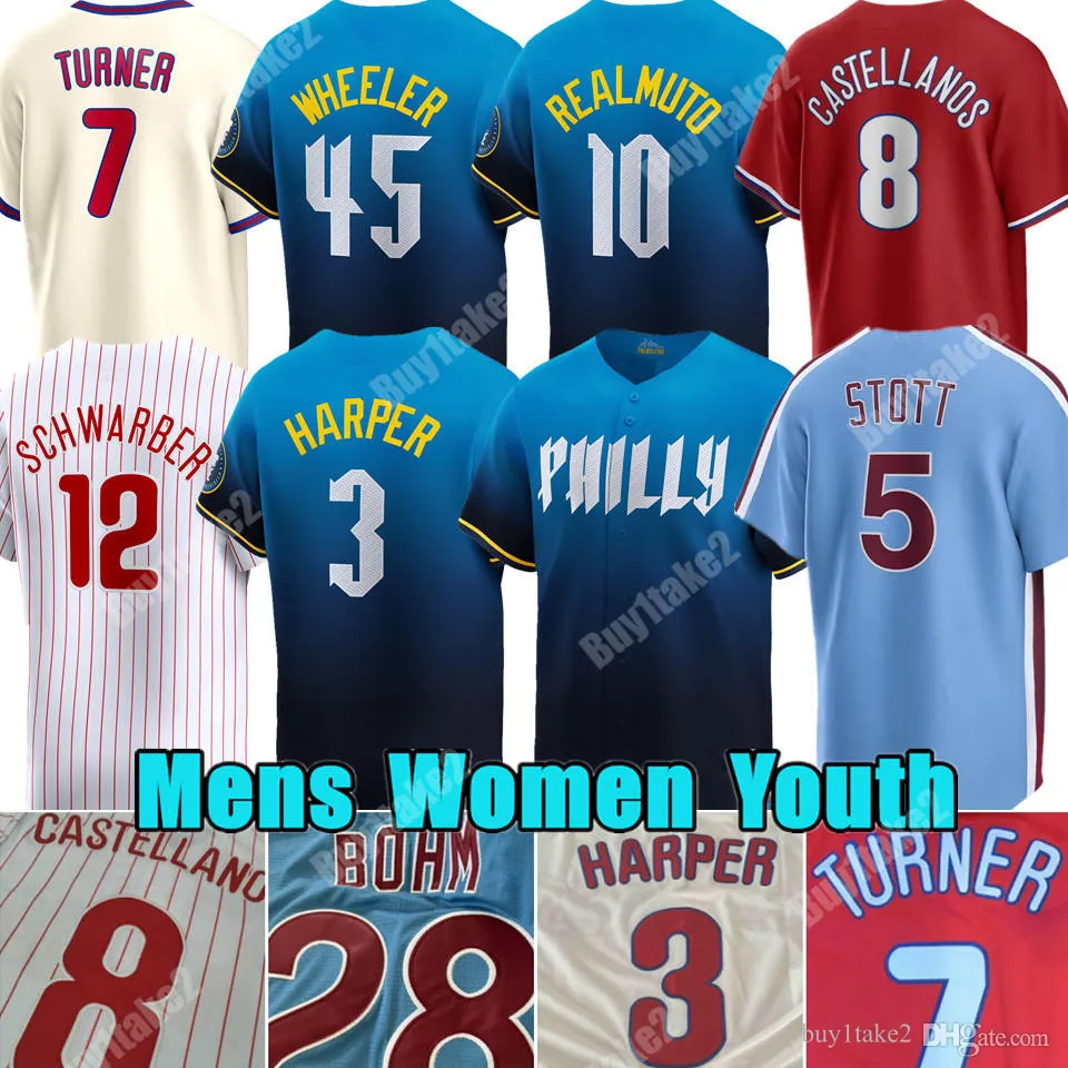 2024 City Bryce 3 Harper Bryson Stott Baseball Jersey Trea Turner Kyle Schwarber Philadelphia J.T.Realmuto Alec Bohm Nick Castellanos Aaron Nola Phillies Connect