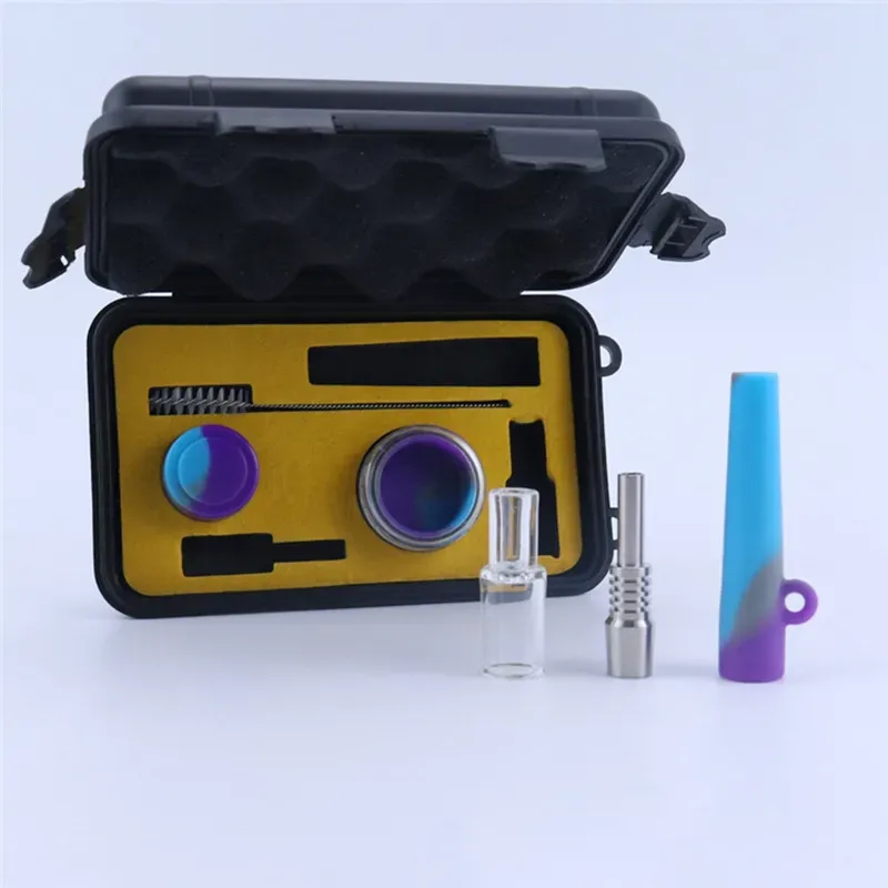 New Food Grade Silicone Nectar Collectors NC Kits Hookahs Concentrate Straws Pipes Portable Oil Dab Rigs With 10mm Joint Titanium Nails Container