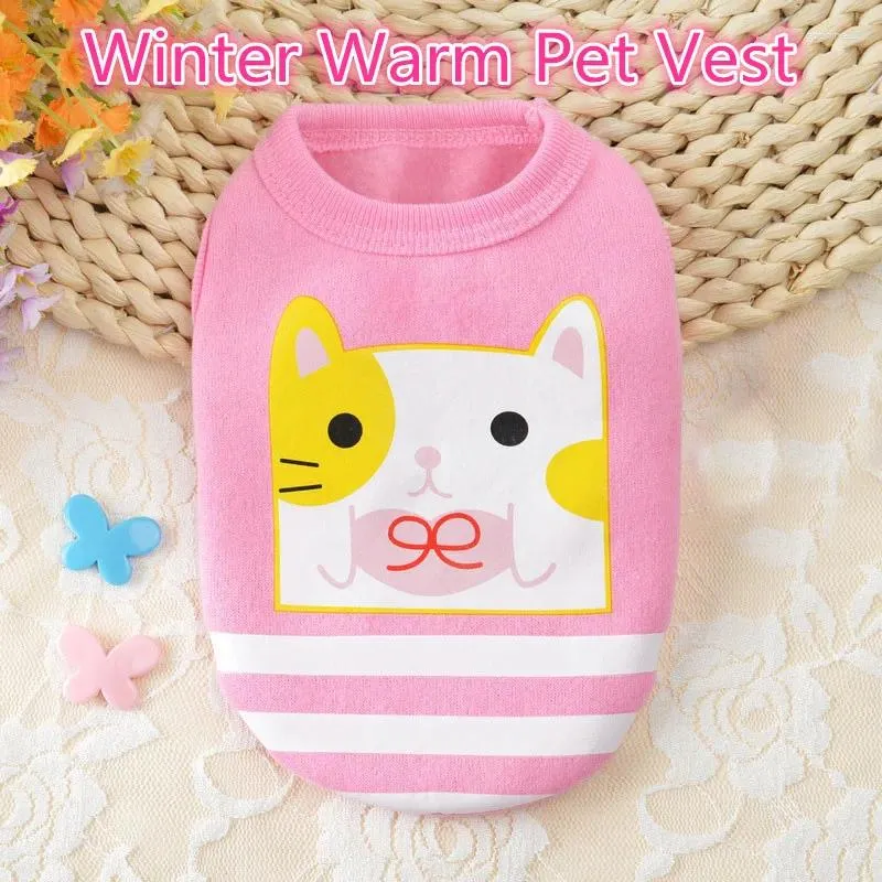 Ubrania dla psa ciepłe kamizelka zwierząt śliczne ubrania zimowe dla małych psów koty koszulka bez rękawów