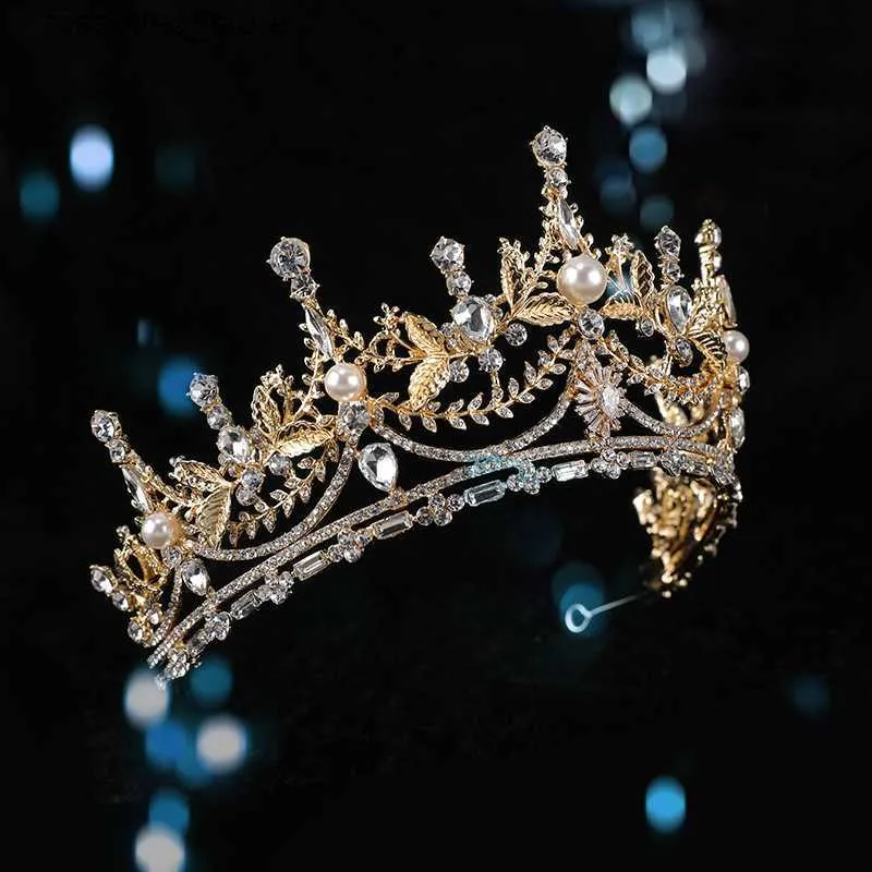 Wedding Hair Jewelry Luxury Zircon Bridal Tiaras Crown Headband Bridesmaid Haiand Accessories Pearls Bride HQ0804 230228 L240402