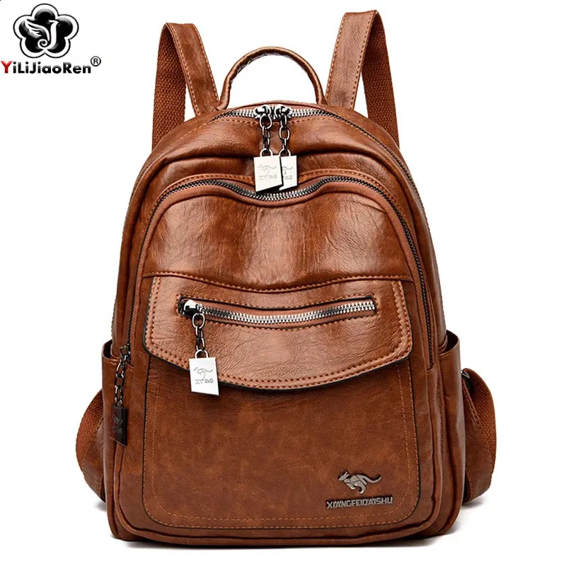 Fashion Women Backpacks Designer Shoulder Bag Soft Leather Backpack Ladies Travel Large School Bags for Teenage Girls 240329