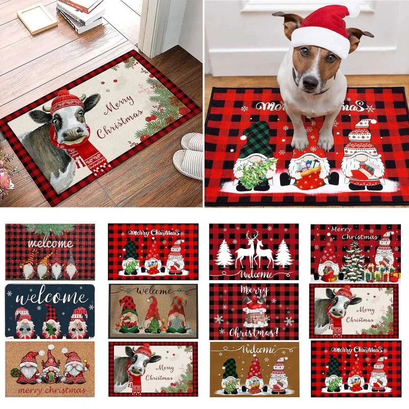 Carpets Christmas Mat Floor non slip pailtre 1pcs Entrée intérieure Farmhouse Deccor Rug Holicy