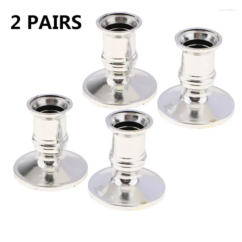 Candle Holders 4Pcs Taper Traditional Shape Fits Standard Candlestick Silver Decoration Tea Light