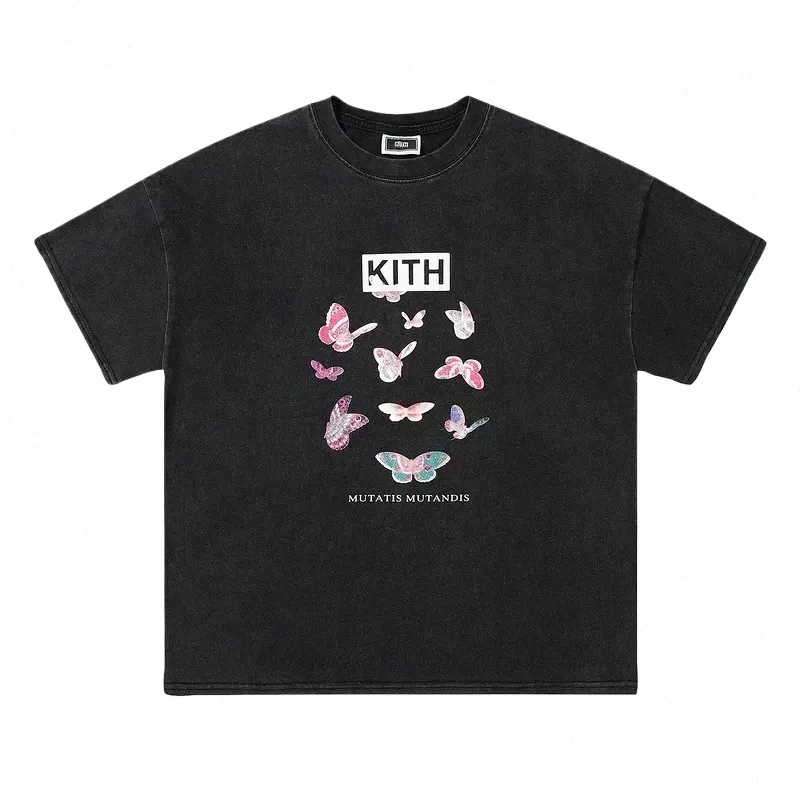 2024 SS Kith T Shirts Mens Designer T Shirt Donut Butterfly Letter Tryckt mode T-shirts Grafiska tee män kvinnor unisex streetwear 100% bomull