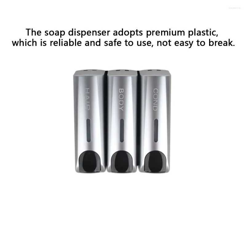 Dispensateur de savon liquide Triple shampooing conteneur lotion diviseur à main accessoires de salle de bain diffuseur maison el fournitures noires