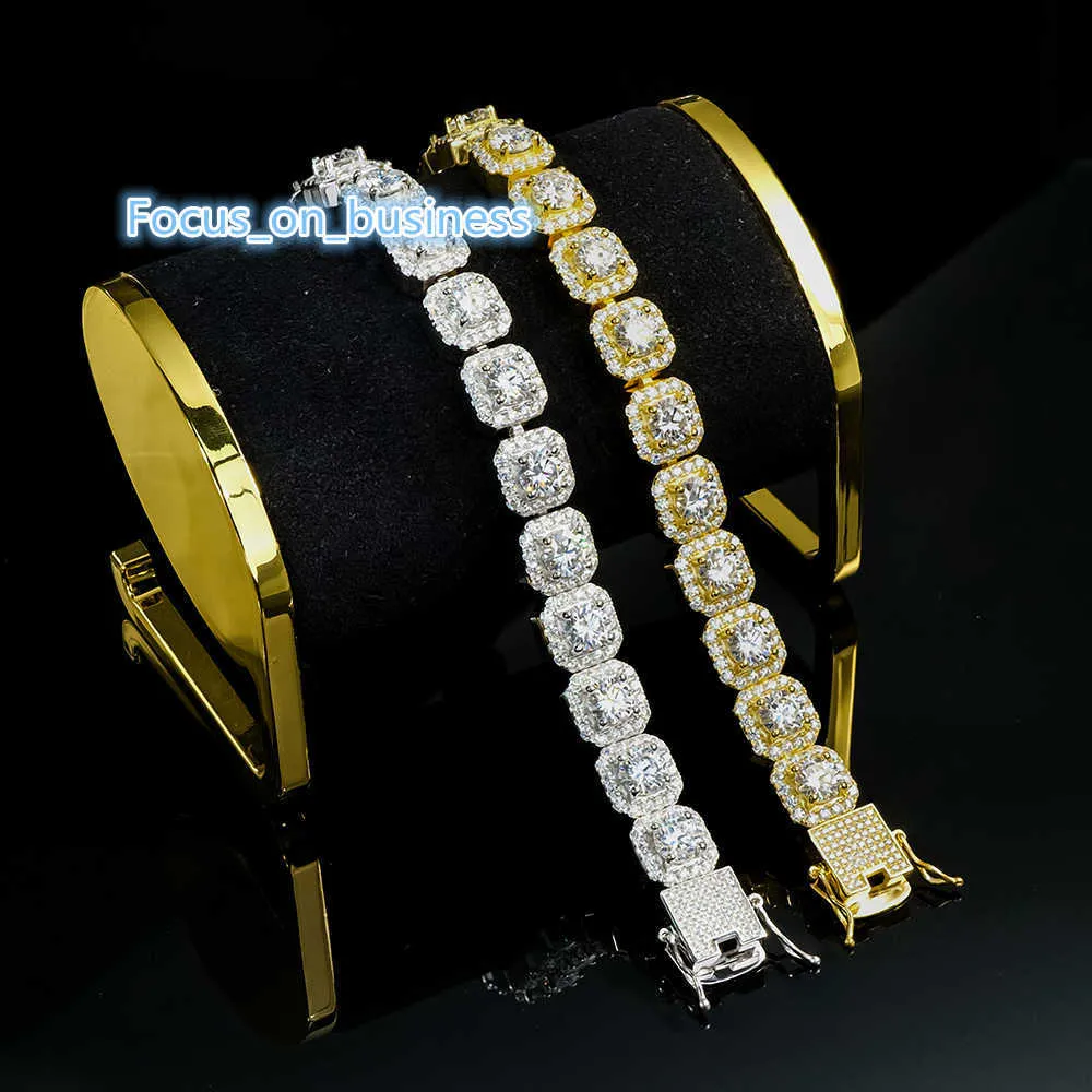 Jóias finas Hiphop Moissanite Gemstone 1Ct Pass Moissanite Diamond Tester S925 STERLING SLATE 18K Bracelet